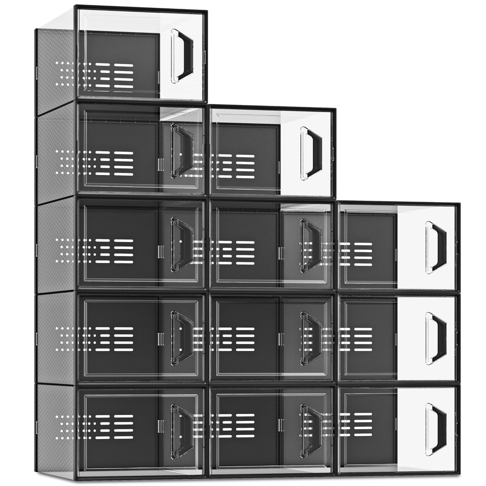 SEE SPRING XLarge Shoe Storage Box Fit Size 11, Clear Plastic Stackable Shoe ...