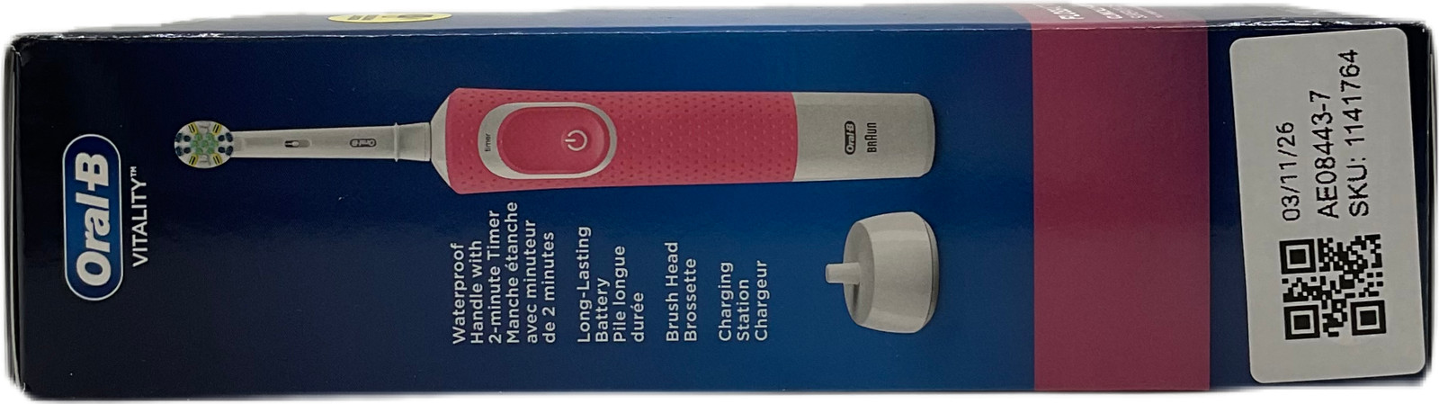 Oral-B Vitality FlossAction Pink Rotating Electric Toothbrush Rechargeable