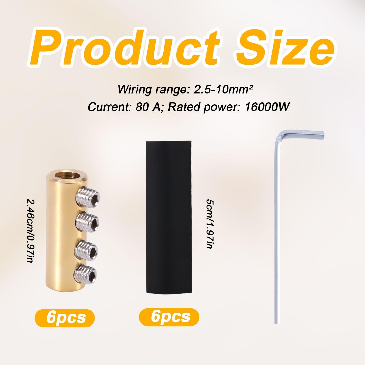 6pcs 6 AWG Wire Connector Nut Kit, 80Amp Quick Connection Terminal Splicing Q...