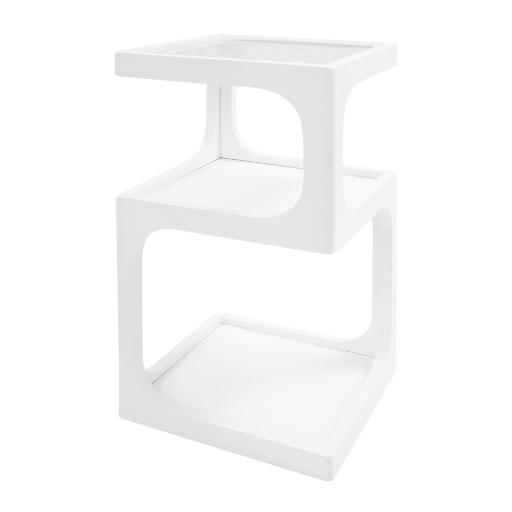 3-Tier Solid Wood Nightstand, End Table for Small Spaces with Open Storage