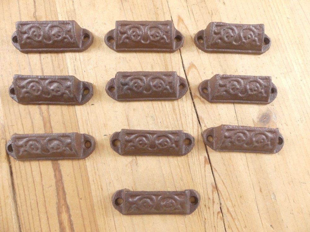 20 Cast Iron Brown Ornate Pulls Drawer Cabinet Handles Rustic Vintage Look Knobs
