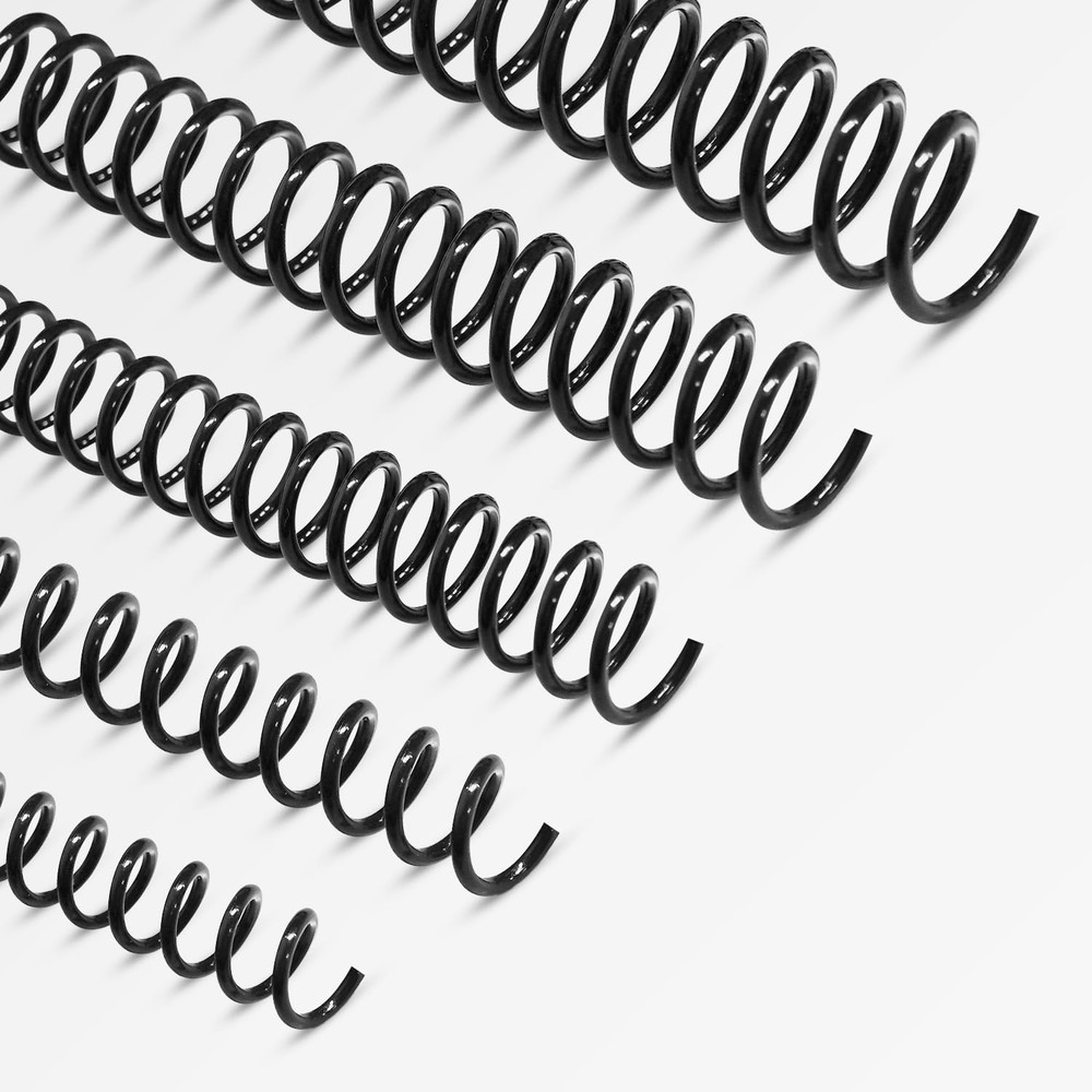60 Pack Plastic Spiral Binding Coils, Multi-Size, 3:1 Pitch, Black Binding Spira