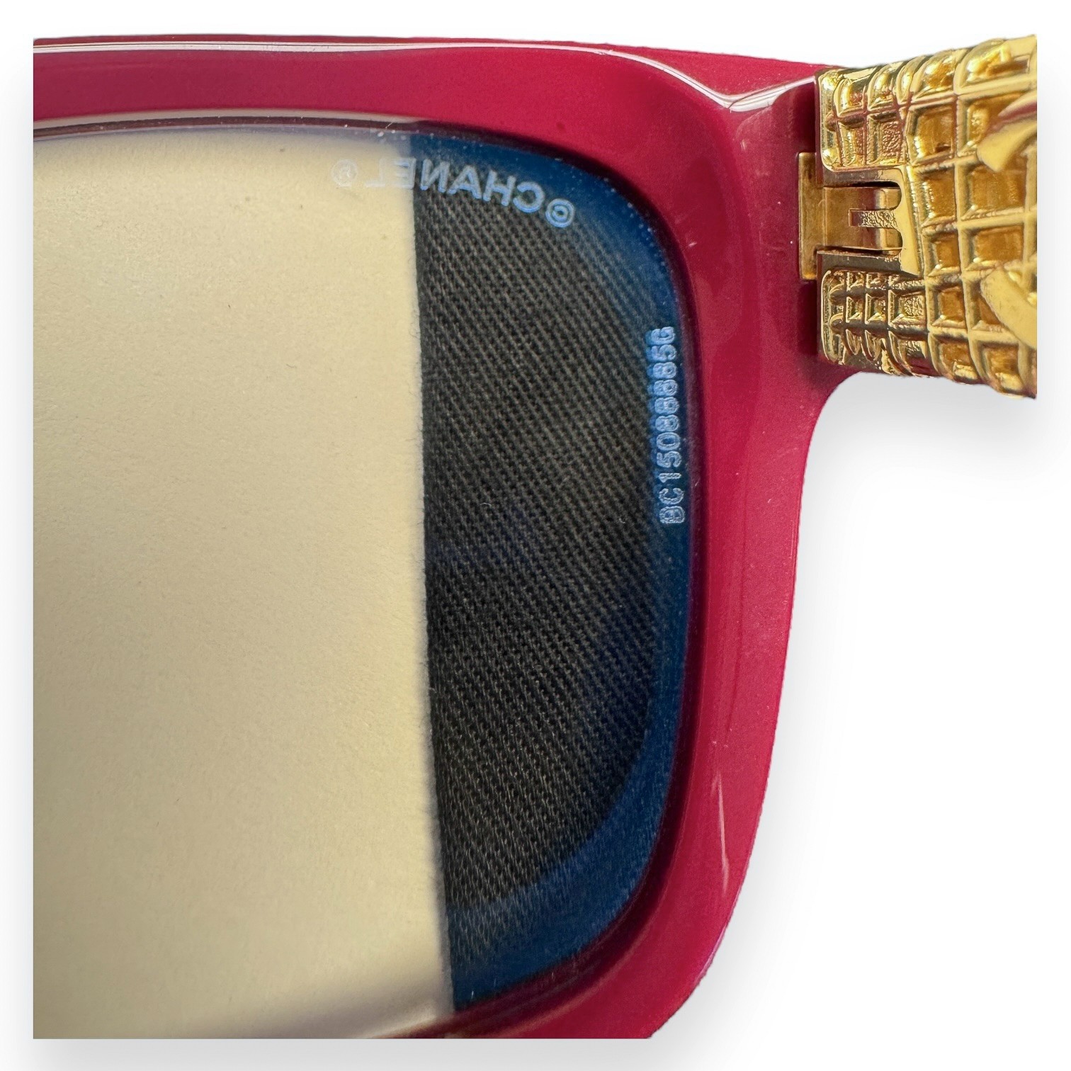 Chanel Blue Light Glasses ch3478SA Dark Red Gold Jewel Tweed 51mm with Case