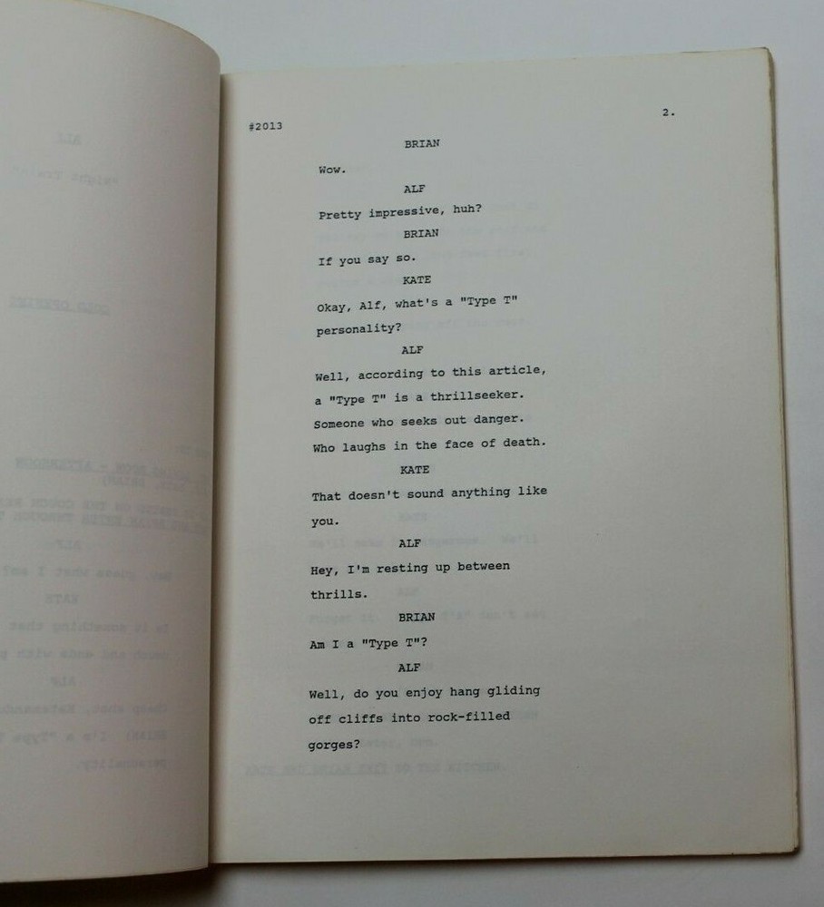 ALF / Bob Bendetson, 1987 TV Script "Night Train" Classic furry alien wiseguy