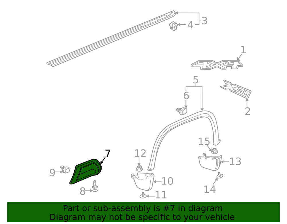 Genuine Black Driver Side Pickup Box Outer Side Panel Front Step Bezel 84721916