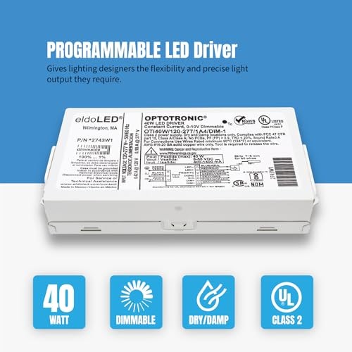 OSRAM 57351 40W Constant Current Dimmable Compact LED Driver, 120-277V AC