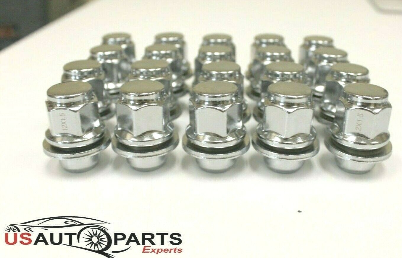 Qty 20 Chrome 12x1.5 Wheel Lug Nuts Mag Seat Washer for Lexus Scion Toyota Camry
