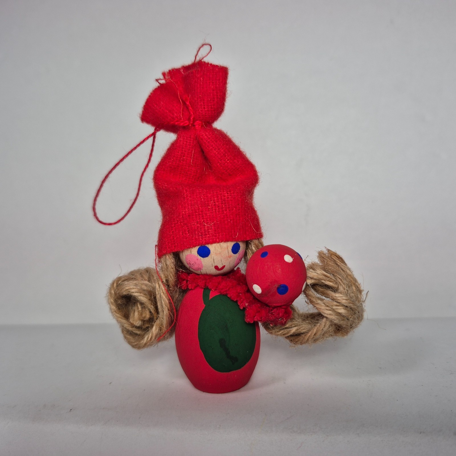 Holboll Denmark Folk Art Wood Female Gnome Christmas 3.5" Figurine