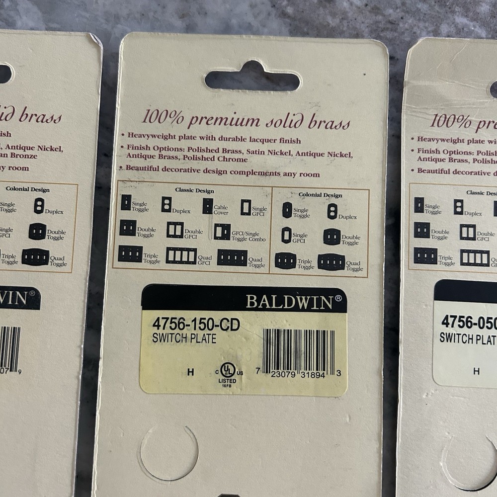 New Baldwin Solid Brass Switch Plates