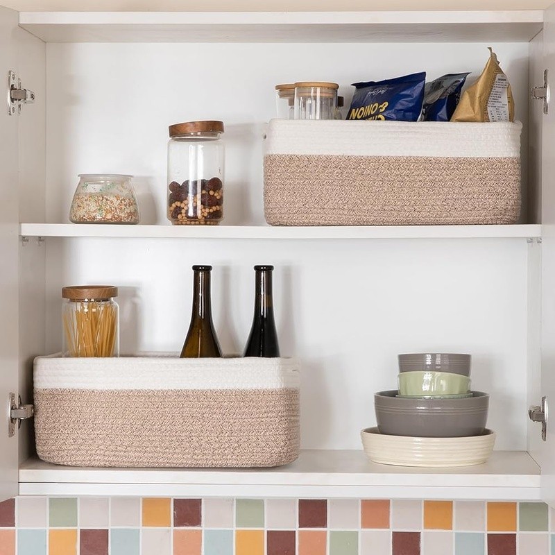 Multifunctional Cotton Rope Storage Baskets Soft Durable Organizer Home Use