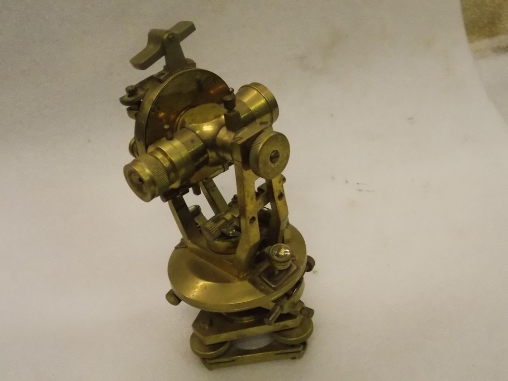 Vintage Solid Brass Theodolite Transit Surveying Level Instrument 9" Height