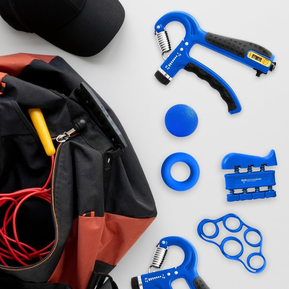 Grip Strength Trainer Kit with Finger Exerciser, Stretcher, Forearm...
