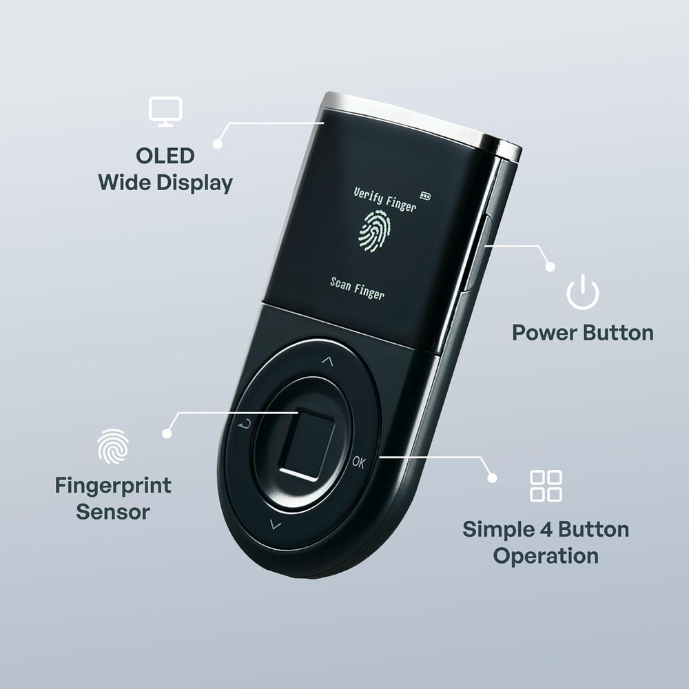 D'CENT Hardware Wallet – Biometric Cold for Crypto with Black