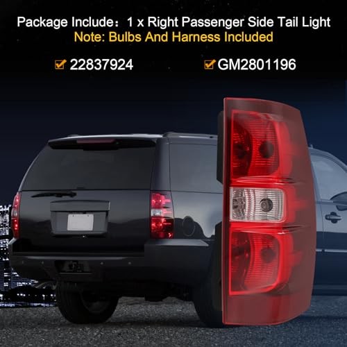 CARMOCAR Right Side Tail Light Rear Lamp Compatible With 2007-2014 Chevy