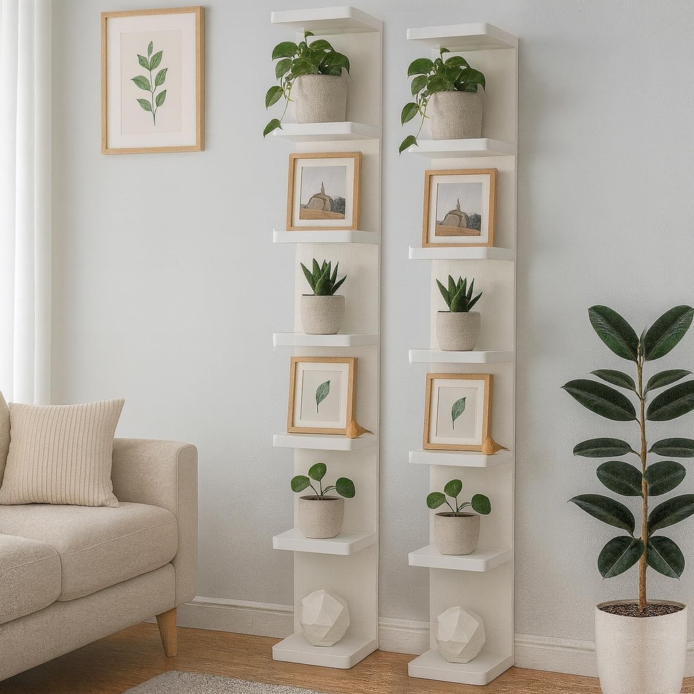 Versatile 7 Tier Wall Shelf Unit,White Lack Wall Shelf,Display Floating Shelf...