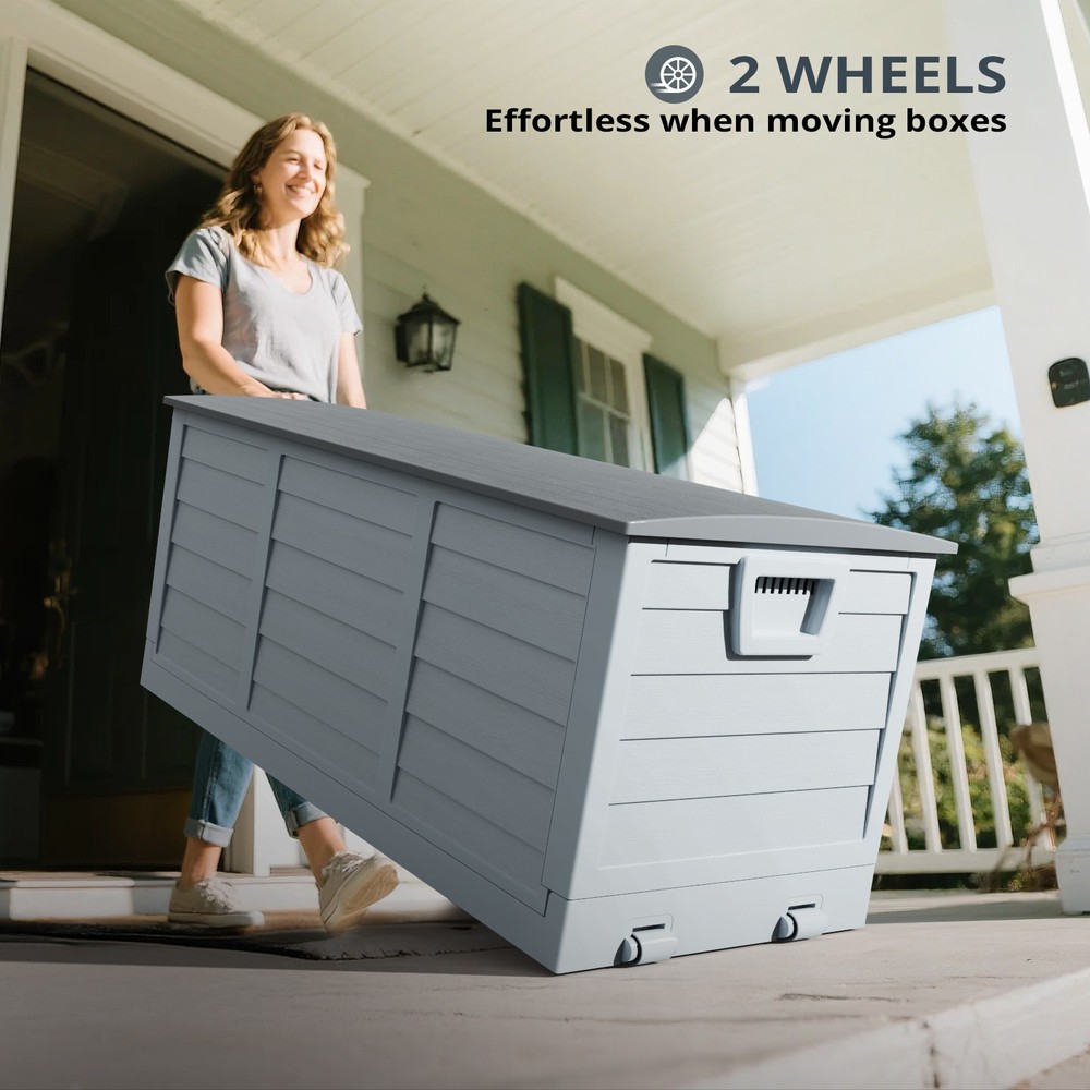 Protable Folding 75 Gallon Deck Box Outdoor Storage Box Patio Fast Installation