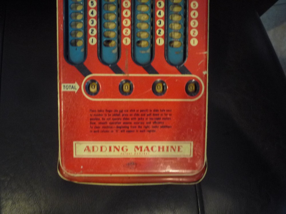 Vintage WOLVERINE No. 39 red/blue/yellow ADDING MACHINE