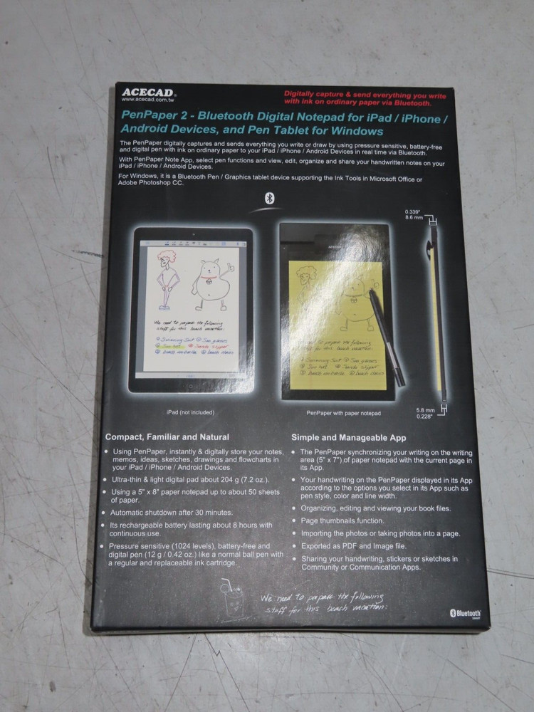 ACECAD PenPaper 2 - Bluetooth Digital Notepad