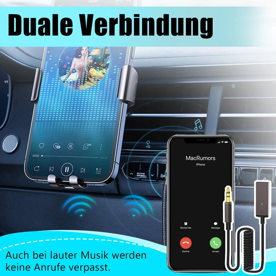 Aux to Bluetooth 5.1 Adapter 3.5mm Bluetooth Receiver Microphone for Car New