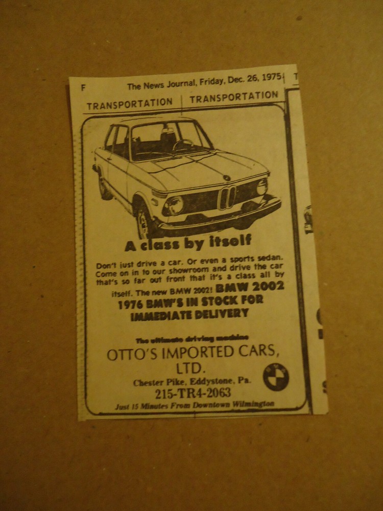 BMW 2002 1976 newspaper ad