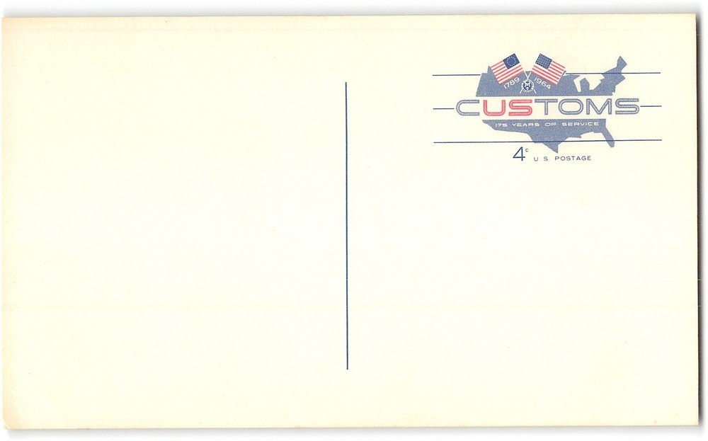 US #UX50 mint postal card, 4c customs