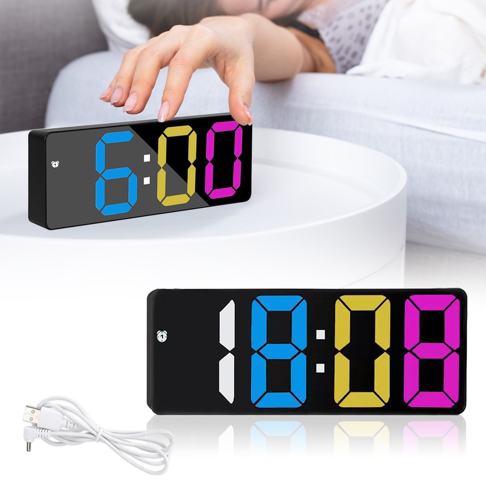 LED Large Digital Wall Desk Clock Remote Control Temperature Date Week Display