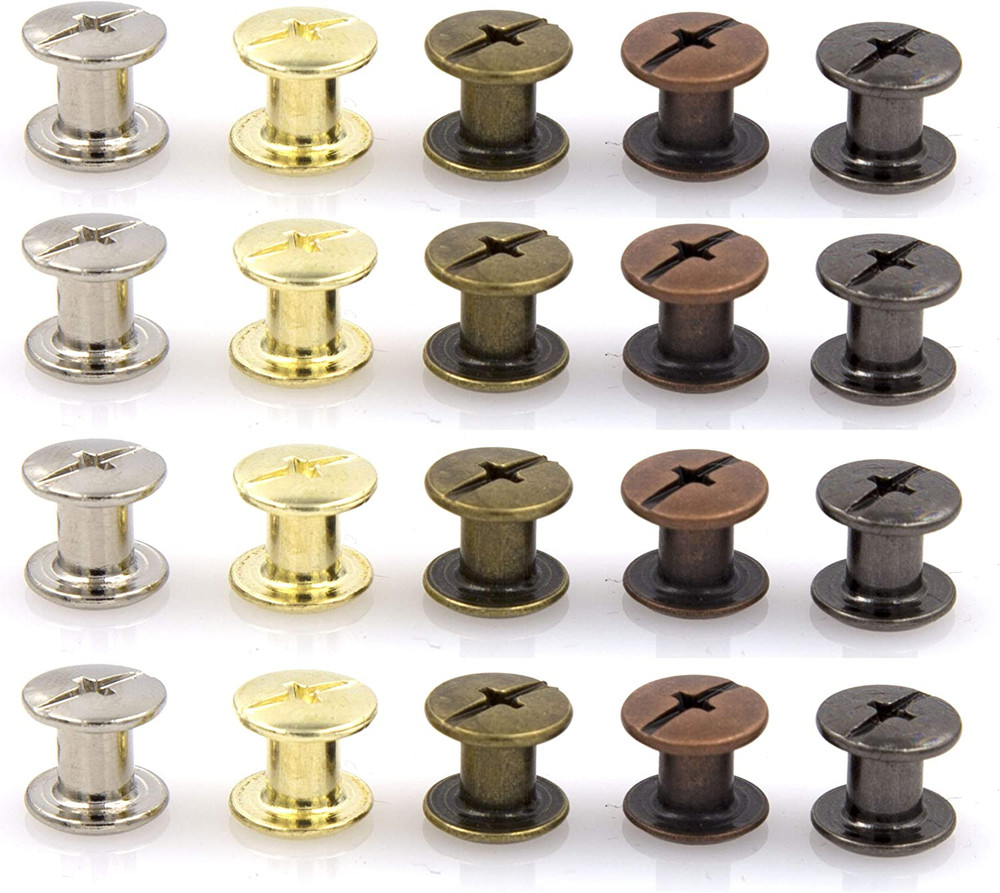 100 Sets Chicago Screws Assorted Kit Leather Rivets Binding Posts Bolts New
