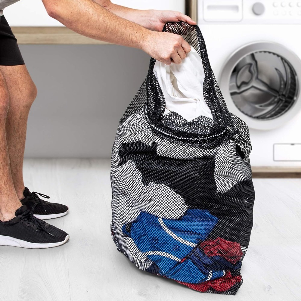 Versatile Mesh Equipment Bag - Adjustable Drawstring for Laundry & Sports Gear