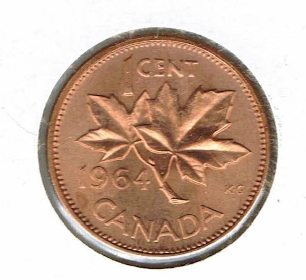 1964 Canadian Uncirculated One Cent Elizabeth II Coin!