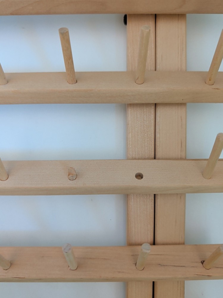 June Taylor 60 Spool Wood Thread Holder Standing Rack- 5 Missing/Broken Spindles
