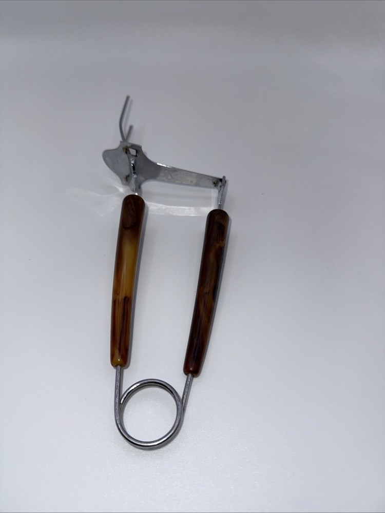 Vintage MCM Two Prong Meat Server Tool with Bakelite Tortoiseshell Handles