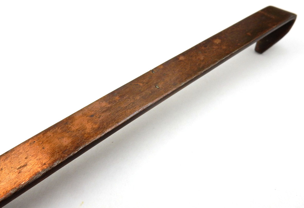 ANTIQUE SOLID COPPER HAND-FORGED TOASTING FORK WITH CURVED HANGER HANDLE