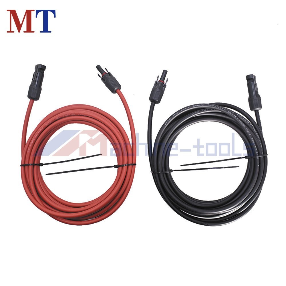 25 FT Black + Red 12AWG Solar Panel Extension Cable Wire Connector 1 Pair