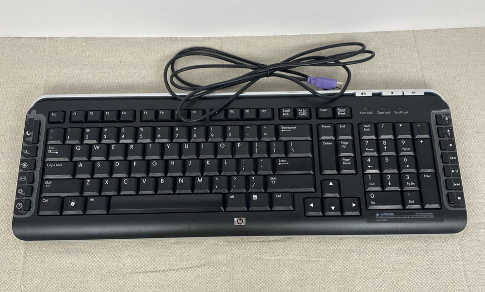 HP Multimedia Keyboard Model 5189 Vintage Black Wired PS/2 Connection Untested