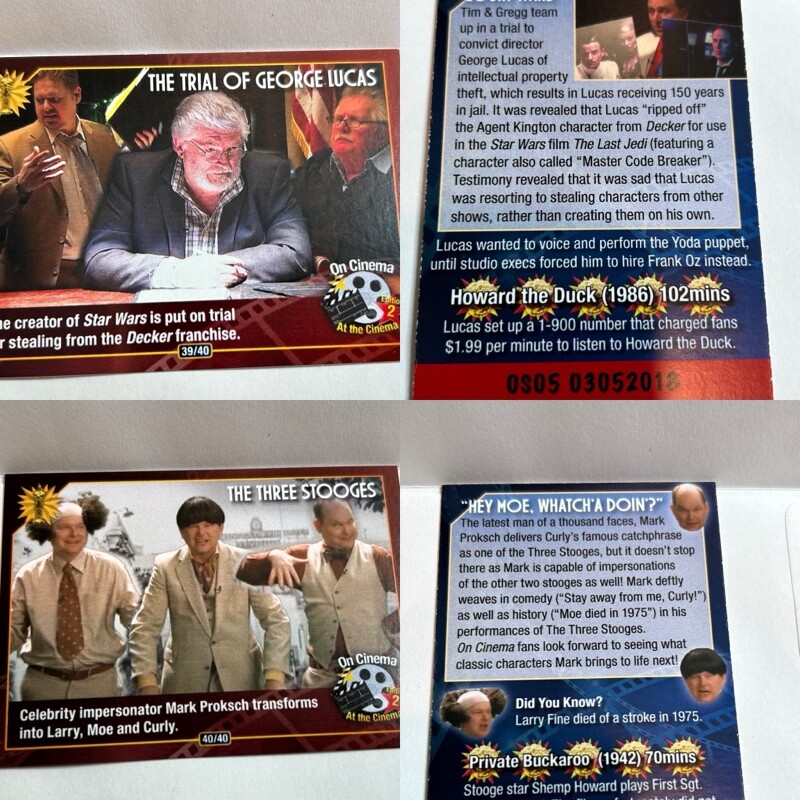 On Cinema at the Cinema Second Edition 2 Trading Cards You Pick 'Em