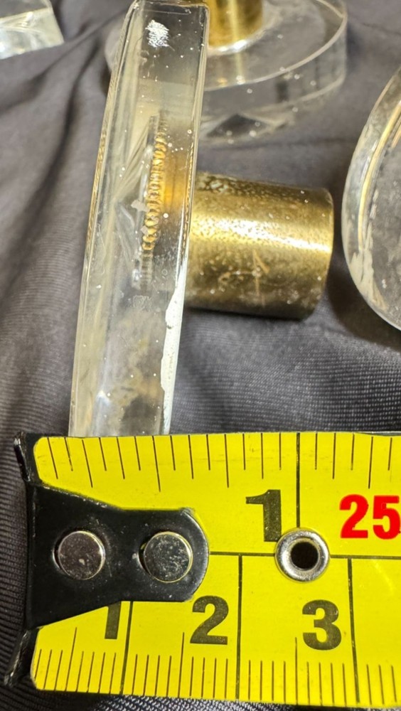 Set of 14 Vintage Circle & Half Circle Lucite & Brass Drawer Pulls Knobs