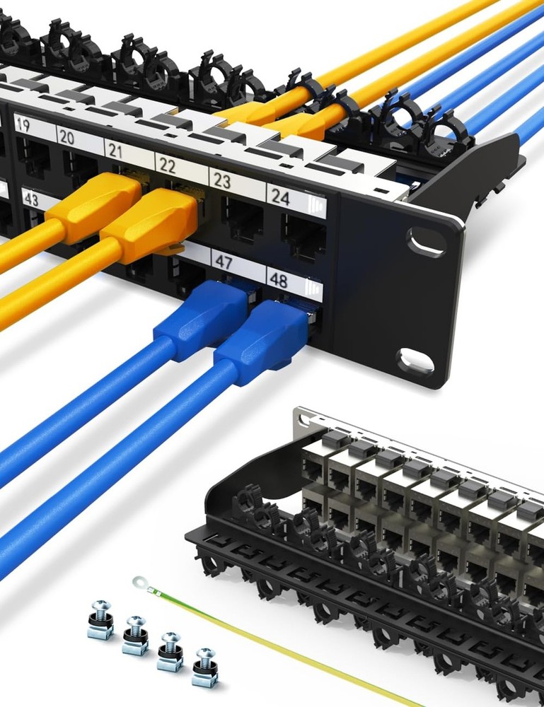 1U48Port Keystone Patch Panel Cat6A Keystone Patch Panel Shielded with Cable(...