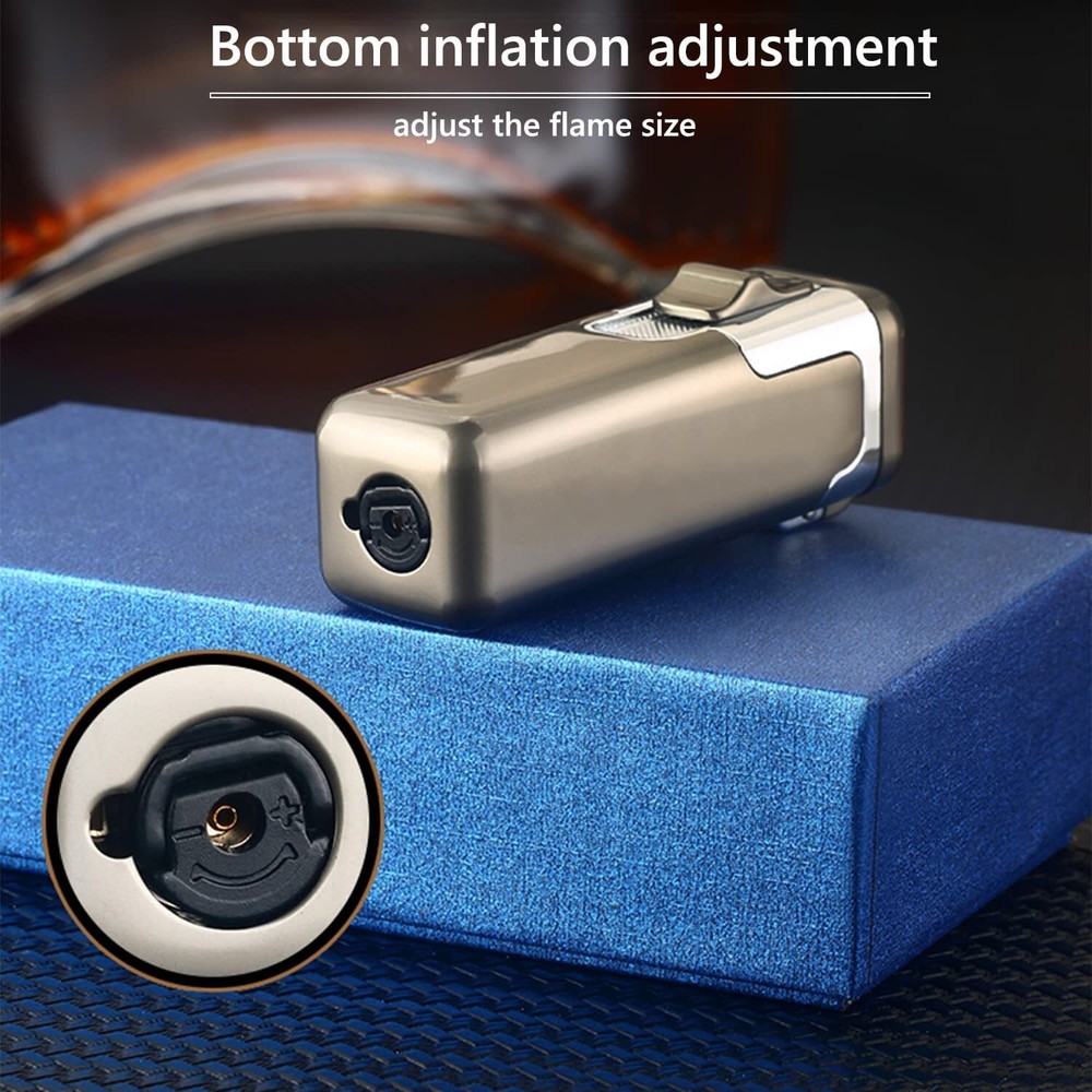 1-2PCs Torch Lighter Quad Jet Lighter Flame Butane Lighter Refillable Adjustable