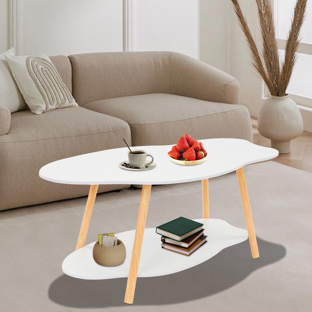 Cloud-shaped Coffee Table Double Layer Center Table for Living Room Modern