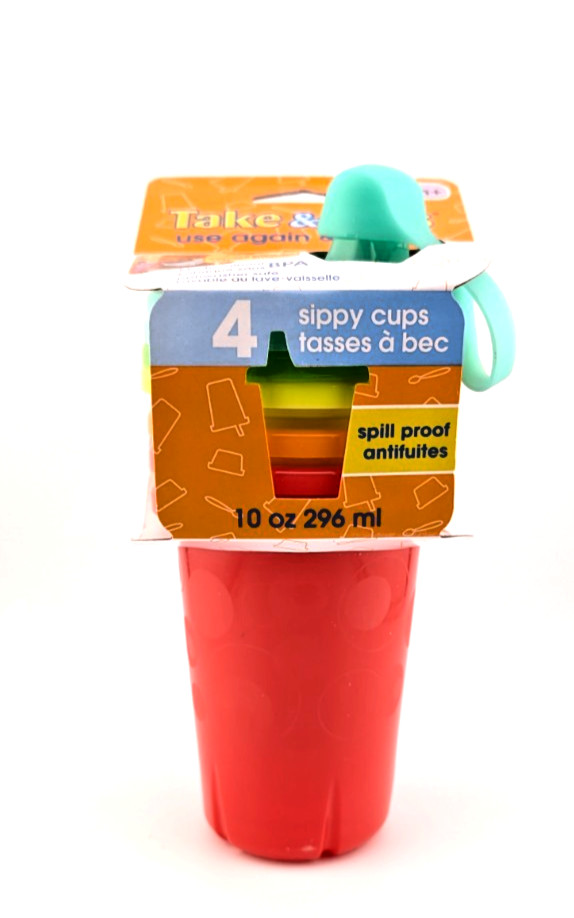 Take & Toss On The Go Spill Proof Sippy Cups 9 Months+ 4 Pack 10 fl oz
