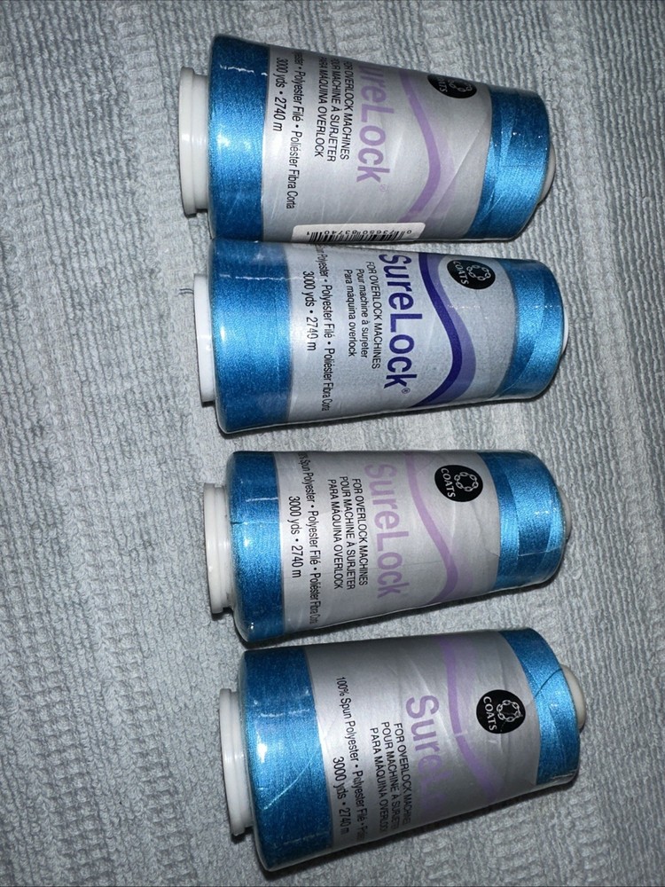 Coats Surelock 4 Spools 5140 Rocket Blue Polyester Thread,3000 Yds