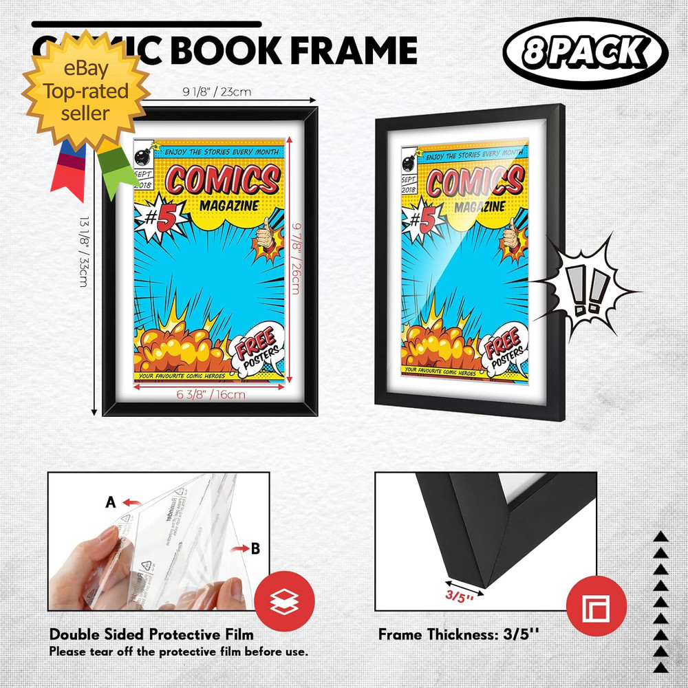 8 Pack Comic Book Frame UV Protection Comic Picture Magazine Frames Fits Current