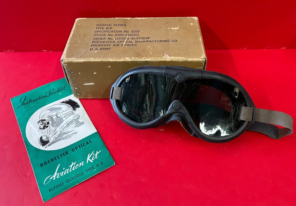 US ARMY AIR FORCES TYPE B-8 FLYING GOGGLES- BOXED