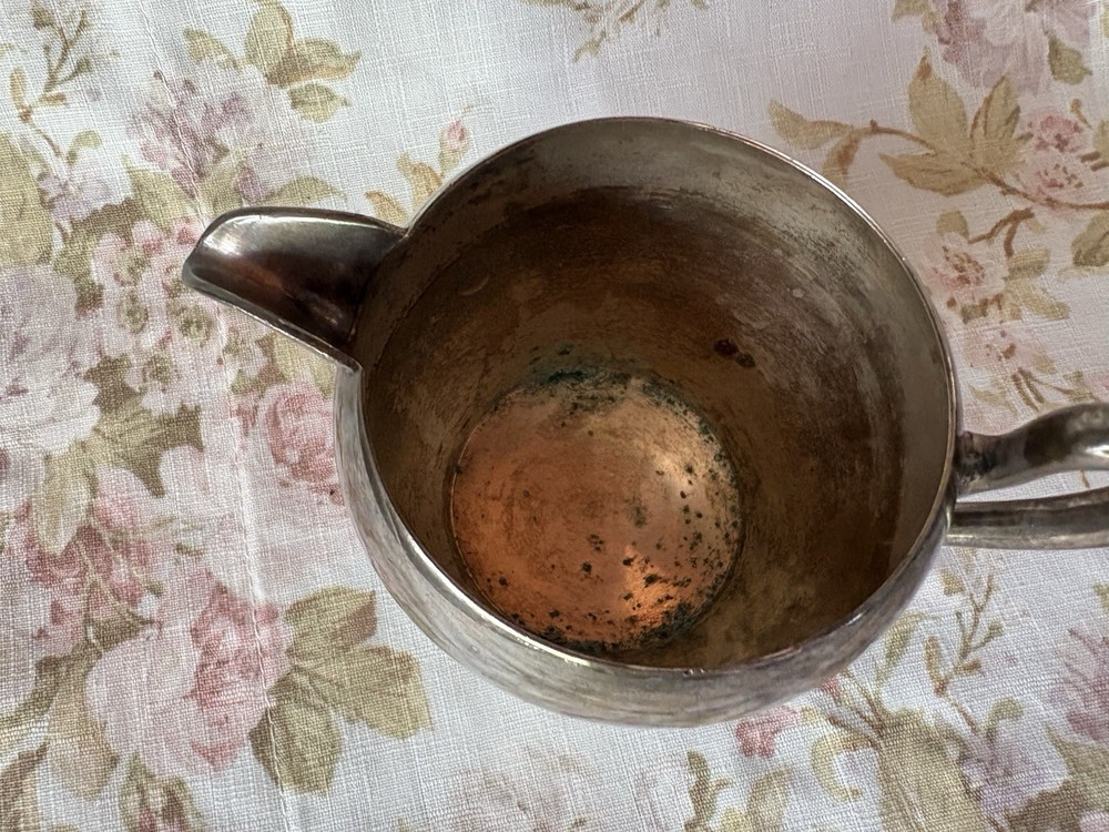 Vintage MCM Cream Pitcher By Academy Silver On Copper