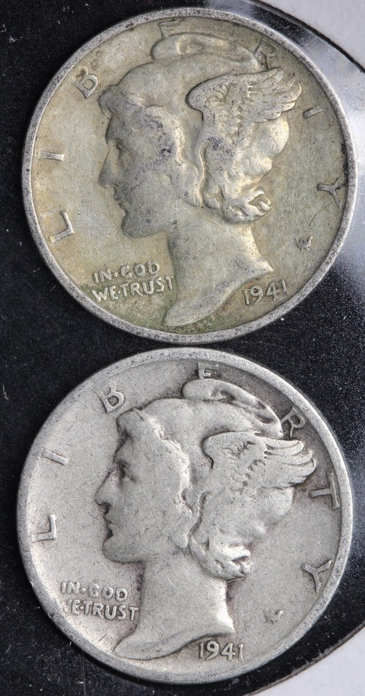 1941 Large S & Small S Mercury Silver Dime CHOICE E255 T