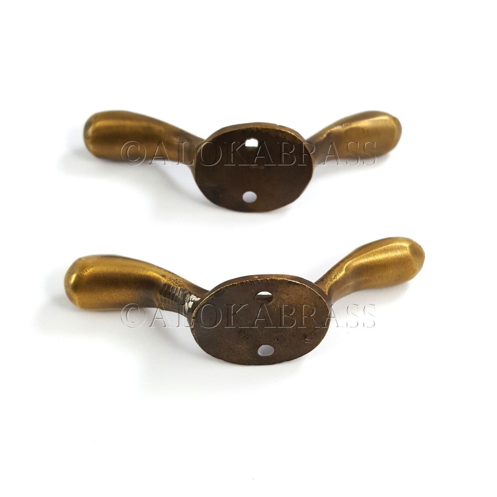 4 solid brass small 3" Hand Cast 7.5cm Cleat Tie Down Rope HooK CURTAINS loop