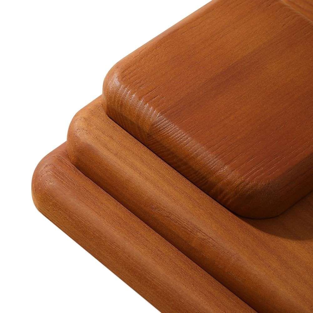Wooden Jewelry Display Tray Rounded Rectangle Ring Showcase Stackable Elegant...