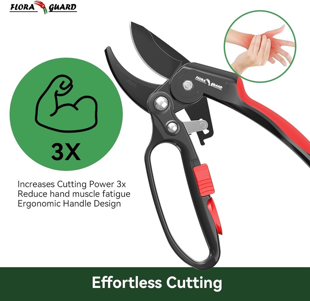 Lightweight Ratchet Pruning Shears with Ergonomic Handle for Effortless Cutting