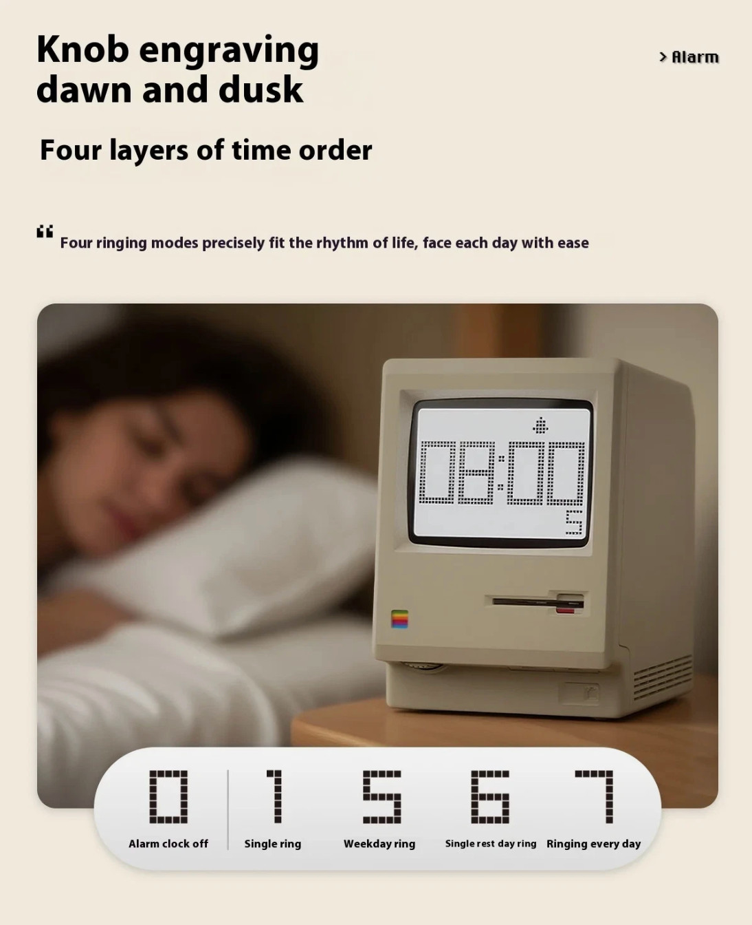 Retro Macintosh Digital Alarm Clock Maclock 80s Apple Mac Clock Rechargeable