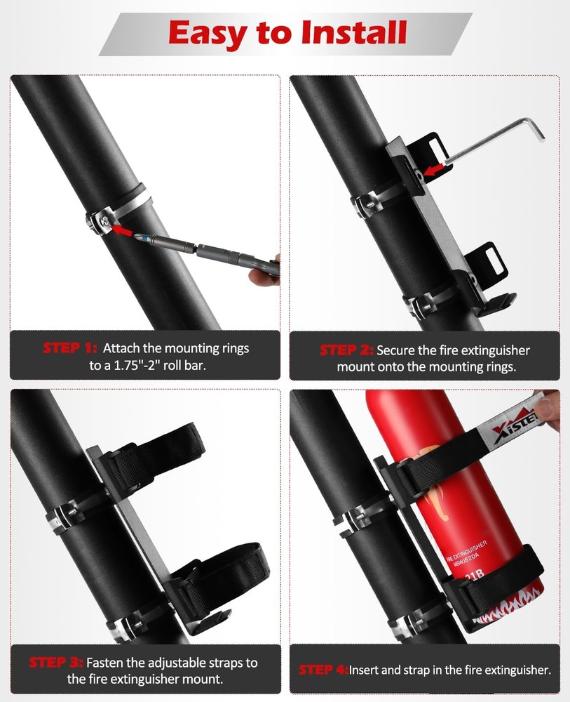 Quick Release UTV Fire Extinguisher Mount Kit Fire Extinguisher Holder Adjust...